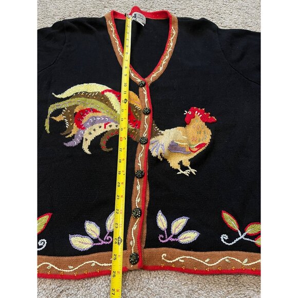 Vtg  J Two New York Rooster Cardigan Button-Up Sweater Size 2XL Chicken Plus - Picture 4 of 7